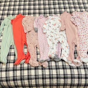 Bundle of 9 baby pajamas  6-9 months size Colorful , Old Navy , Gerber